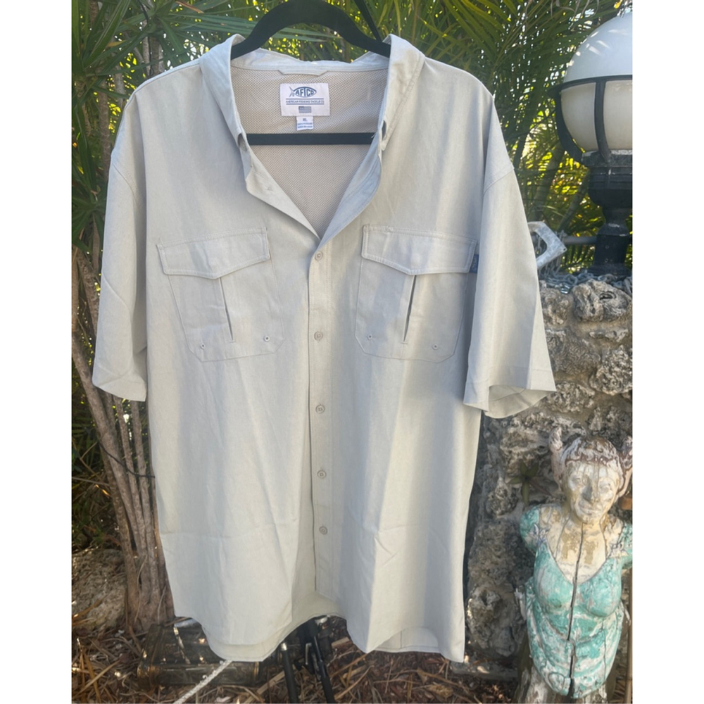 Men's AFTCO Casual Button Down Shirt XL Beige